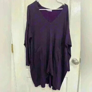 Bryn Walker Knit Dress Dolman Sleeve  Purple Lagenlook top large